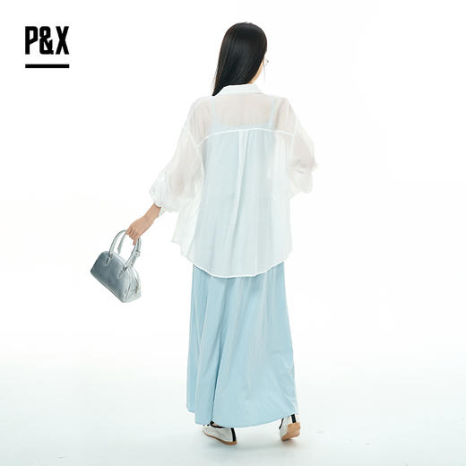 P&X设计师女装2025秋季连衣裙吊带衬衣套装长裙825314169 白/蓝 商品图4