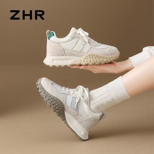ZHR则则【头层猪皮】增高5cm百搭德训鞋2025秋季新款轻便舒适女鞋 商品图8