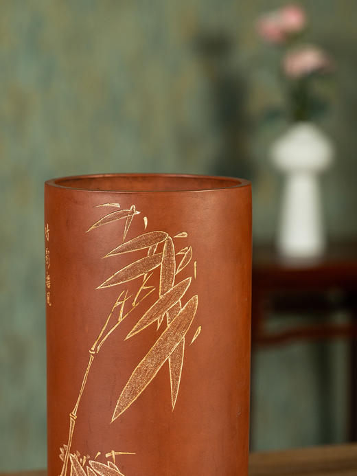 清	紫砂阴刻竹纹帽筒 商品图2