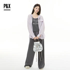 P&X设计师女装2025秋季吊带上衣薄款时尚套装长裤825314174 紫/灰