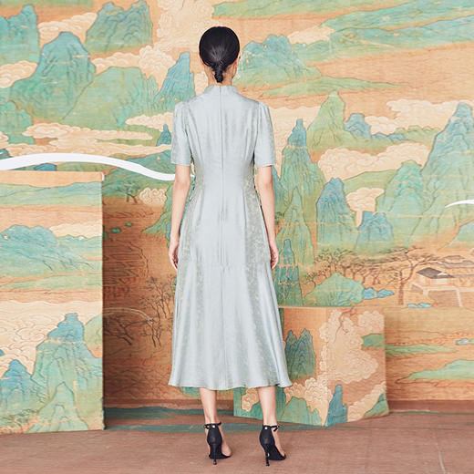 吉祥衣家中国风新中式复古女装2025新款女装余音袅袅真丝连衣裙 商品图2