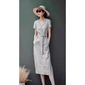 bbfs6786灰色小香风连衣裙女2025夏季气质名媛高级感茶歇法式长裙