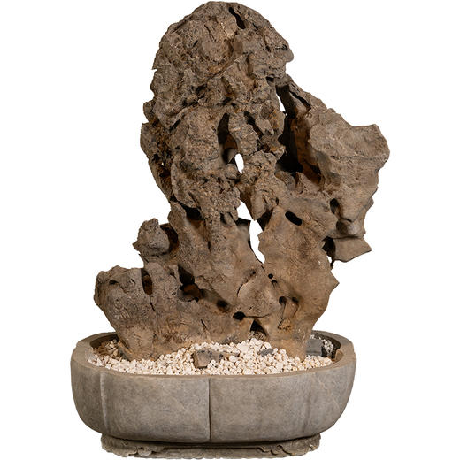 清	太湖石园林赏石配海棠形石盆 商品图5