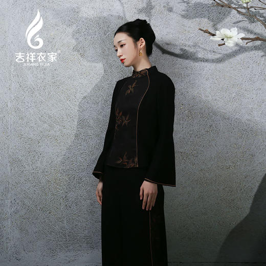吉祥衣家新中式国风桑蚕丝高端气质显瘦修身女装桂花月中香上衣 商品图2