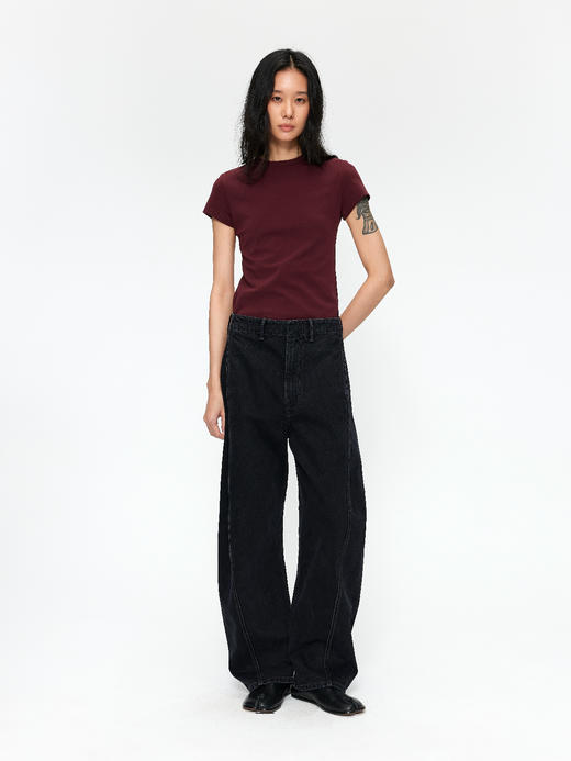 S3 意大利进口CANDIANI面料高腰扭缝弯刀牛仔裤 商品图6