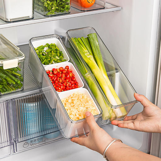 摩登主妇葱姜蒜收纳保鲜盒冰箱专用食品级大葱香菜沥水分装整理盒 商品图0
