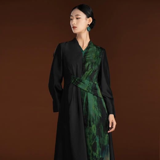 吉祥衣家新中式国风春夏新款桑蚕丝气质显瘦女芳洲杜若真丝连衣裙 商品图4