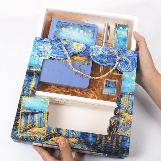 【梵高名画笔记本礼盒】星夜向日葵签字笔笔记本送老师实用手提礼盒套装 商品图2