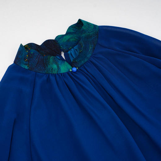 吉祥衣家新中式国风蚕桑丝裙子气质修身女装沧浪穹辉真丝连衣裙 商品图4