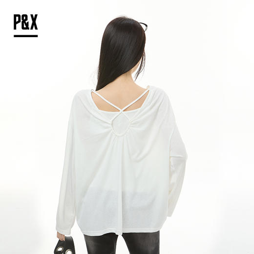 P&X设计师女装2025秋季字母印花T恤两件套上衣 825315183 白色 商品图4