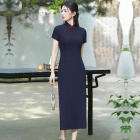 【预售3天】新款中国风女装改良修身显瘦罗马棉长款复古旗袍XW8640