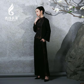 吉祥衣家中国风新中式真丝复古女装新款休闲宽松国风南山桂裤子