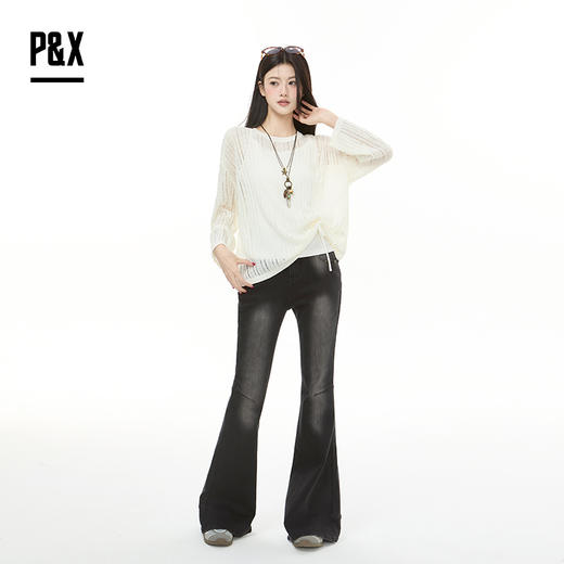 P&X设计师女装2025秋季针织衫毛衣打底两件套上衣 825315179 白色 商品图1