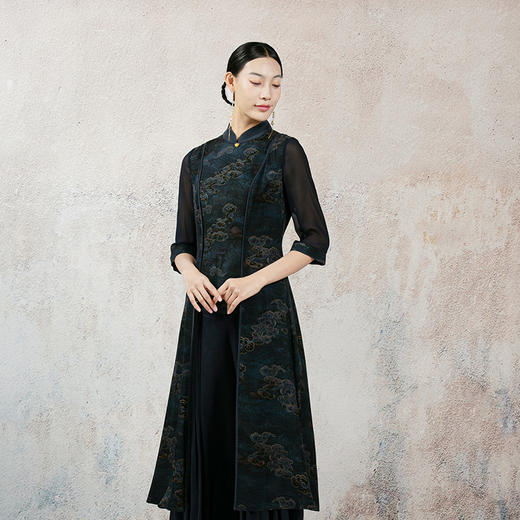 吉祥衣家中国风新中式复古女装桑蚕丝新款春款渺若云烟套装上下套 商品图1