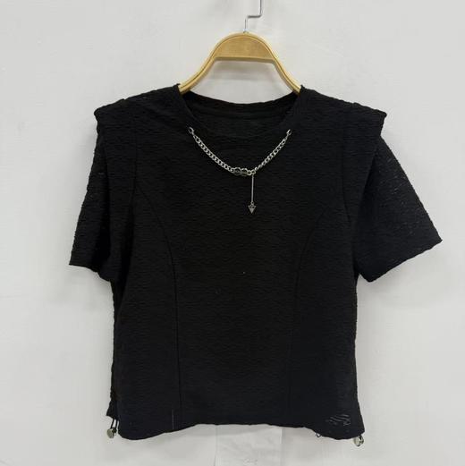 NC金属链飞边袖短袖小衫（黑）夏季152510070321 商品图1