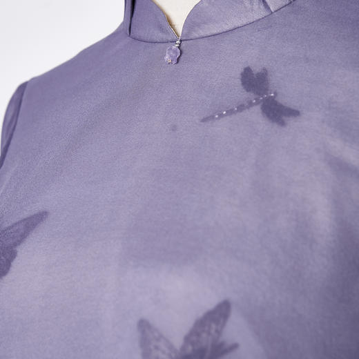 吉祥衣家新中式国风蚕桑丝裙子显瘦修身女装蝶之舞刺绣真丝连衣裙 商品图4