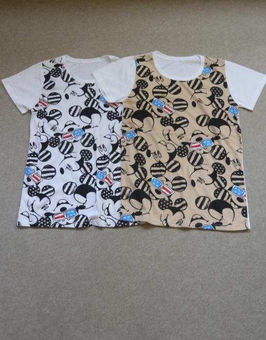 简单粗暴的 哈！女段 韩品订单 前身米奇元素 正肩小宽松 短袖Tee 2色入 商品图0