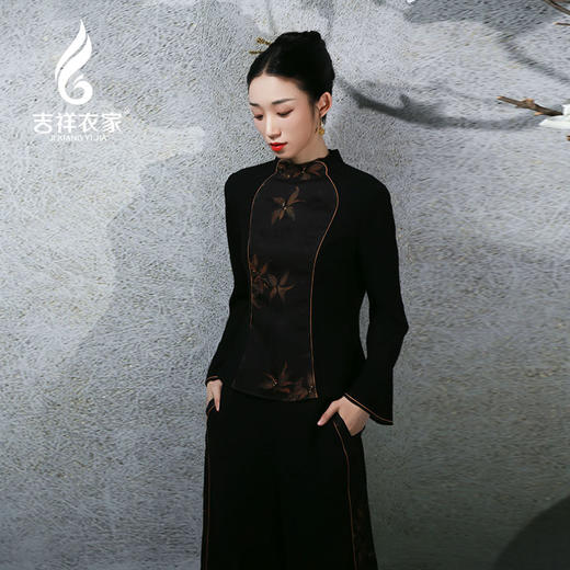 吉祥衣家新中式国风桑蚕丝高端气质显瘦修身女装桂花月中香上衣 商品图3