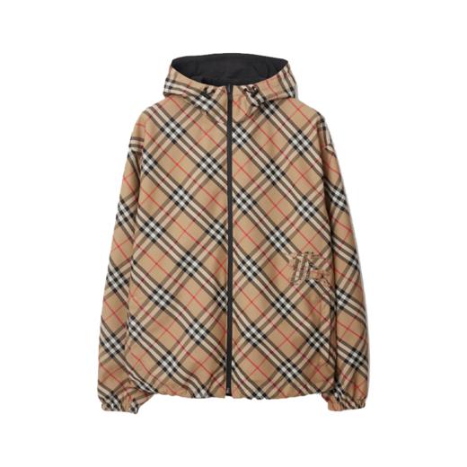 BURBERRY 巴宝莉 男士马术骑士徽标贴花双面格纹夹克连帽外套 格子 8087219 B9368 商品图0