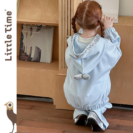 littletime女童套装2025秋冬新款儿童亮片百搭卫衣卫裤两件套女孩 商品图4