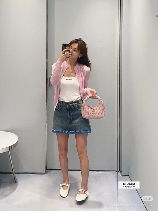 88-4 独家圆正miu马卡龙色镂空精纺羊绒小开衫 建议167/130穿44码。我135穿44略修身 商品图2