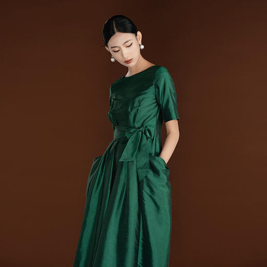 吉祥衣家新中式国风春夏新款裙子气质显瘦修身女装弦弹月连衣裙 商品图4