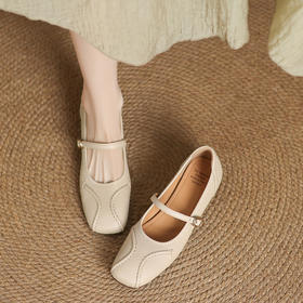 【预售5天】3cm~法式复古羊皮玛丽珍小皮鞋女新款方头粗跟一字带浅口单鞋DS&603
