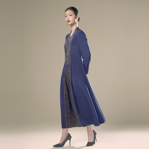 吉祥衣家新中式国风高定真丝裙子气质显瘦修身女装青山如沐连衣裙 商品图3