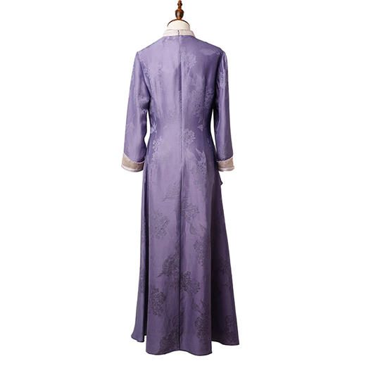 吉祥衣家中式国风桑蚕丝气质修身女装摩挲素月真丝连衣裙 商品图2