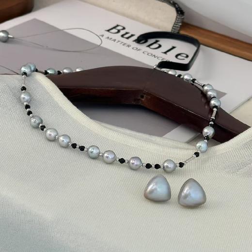 海水几何马贝耳钉，925纯银配件 商品图4