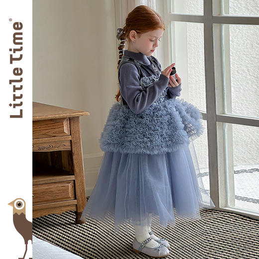 littletime女童连衣裙2025秋冬新款儿童天鹅绒亮片网纱蛋糕公主裙 商品图2