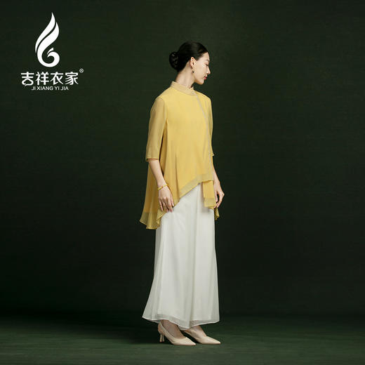 吉祥衣家新中式国风夏款修身显瘦女装扁舟归兰浦套装 上衣裤子 商品图2