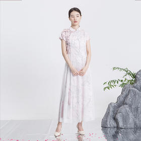 吉祥衣家新中式国风夏新款裙子气质修身显瘦女装桃源连衣裙