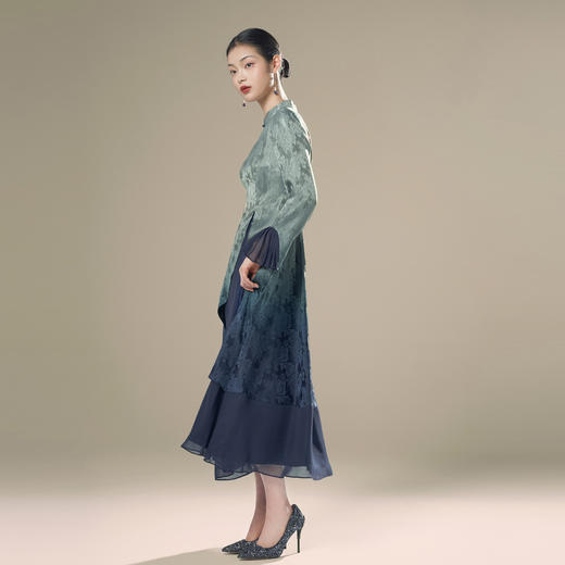 吉祥衣家新中式国风蚕桑丝裙子气质修身女装唯有暗香来连衣裙 商品图3