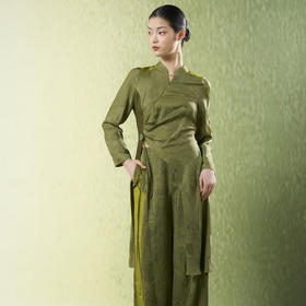 吉祥衣家新中式国风高定真丝新款高端气质显瘦修身女装春不晚套装