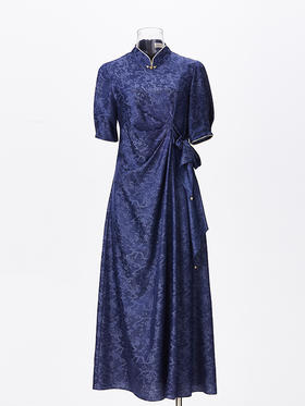 吉祥衣家新中式国风夏新款裙子气质修身显瘦女装日出扶桑连衣裙