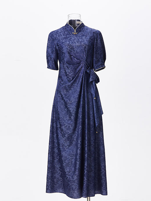 吉祥衣家新中式国风夏新款裙子气质修身显瘦女装日出扶桑连衣裙 商品图0