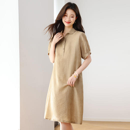 莱赛尔天丝亚麻连衣裙，polo裙宽松直筒漂亮裙子HR-YLDS9925 商品图1