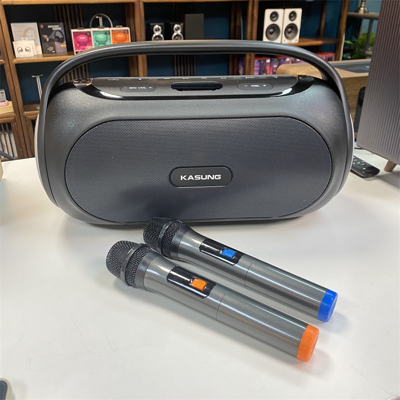 KASUNG 充电款户外便携无线K歌蓝牙音响 双麦克风 炫彩灯光
