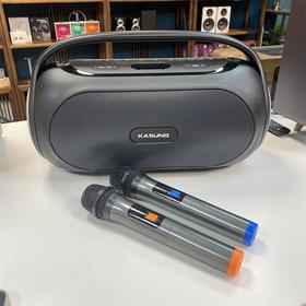 KASUNG 充电款户外便携无线K歌蓝牙音响 双麦克风 炫彩灯光