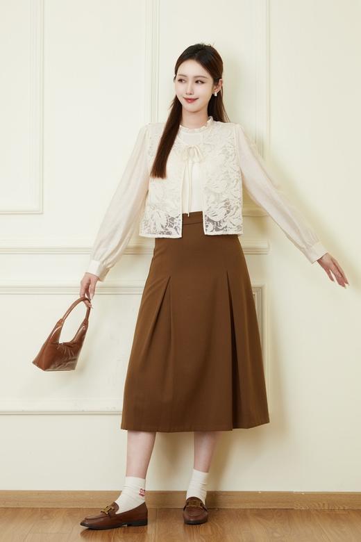 Le Malene 杏色法式蕾丝马甲衬衫两件套 20948 商品图3