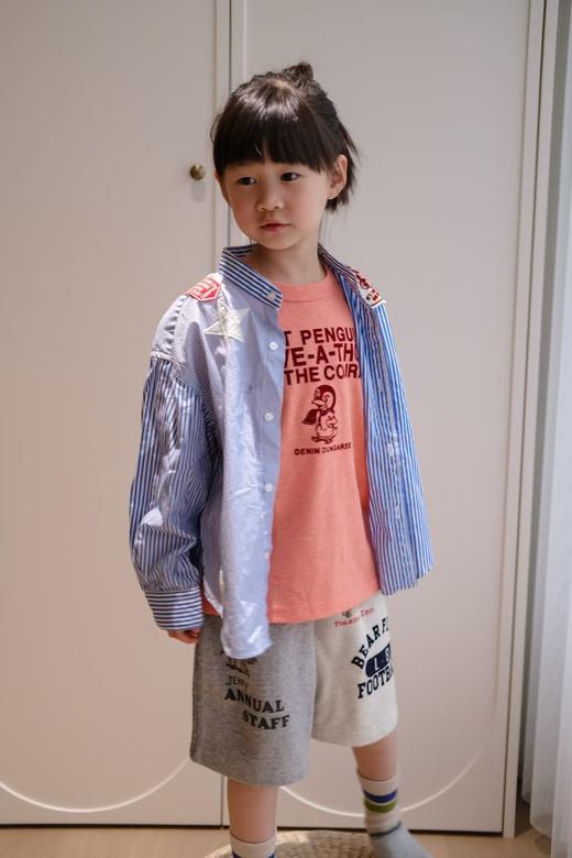 2025早秋新款DD儿童卡通老鼠联名星星贴布竖条纹拼接长袖衬衫！ 商品图0