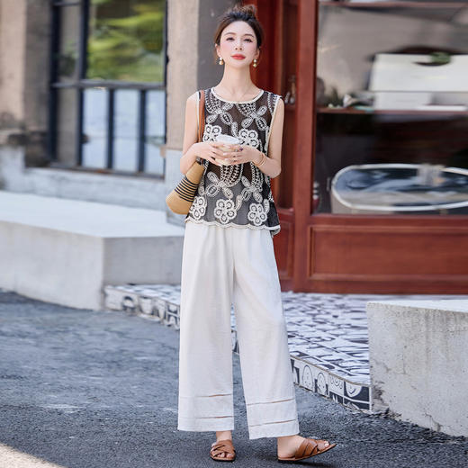 【预售3天】PY 时尚气质钩花宽松两件套(上衣透） &212517 商品图4