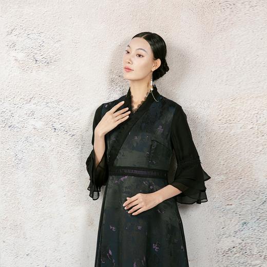 吉祥衣家新款新中式真丝复古国风轻奢气质高级感女装禅意境连衣裙 商品图4