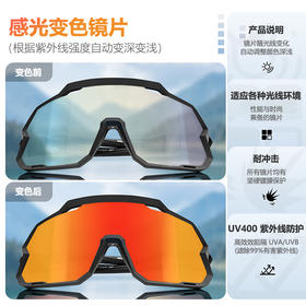 【感光变色 抗冲击强 UV400防紫外线】约28g透明变色骑行开车户外防护眼镜（内置近视框）ds（zb）（6926351628950）