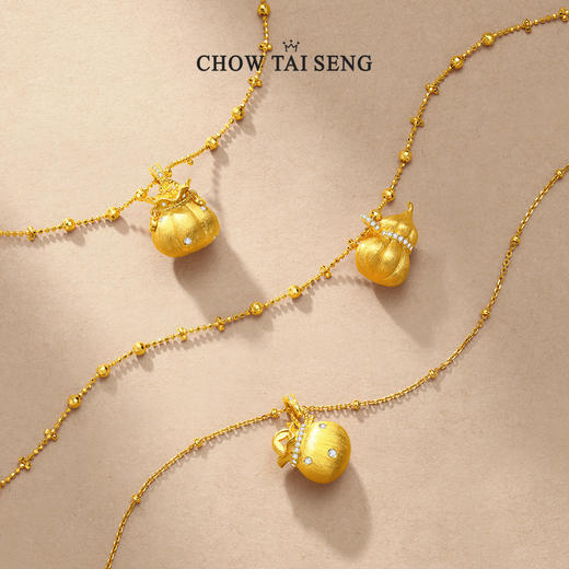 周大生财源滚滚纯银项链女生南瓜福袋国风中式饰品七夕礼物送女友 商品图3