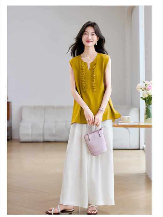 【预售3天】PY 休闲无袖上衣阔腿裤套装 &J8232 商品图2