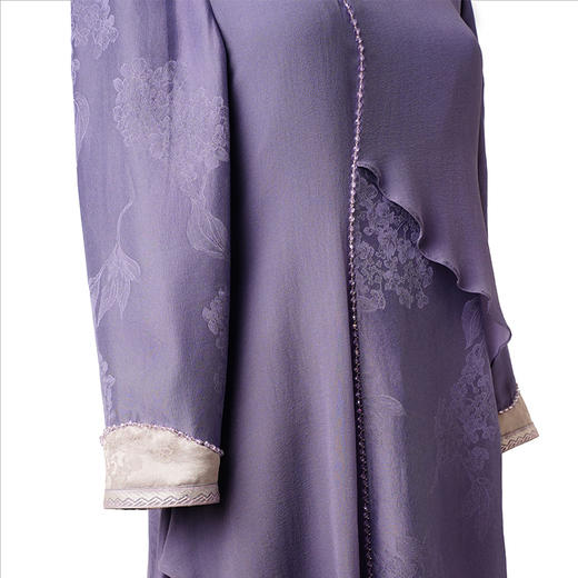 吉祥衣家中式国风桑蚕丝气质修身女装摩挲素月真丝连衣裙 商品图4