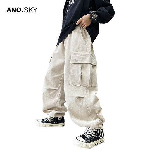 韩国AS品牌正品男童春秋直筒伞兵工装裤2025新款儿童秋装宽松裤子 商品图4