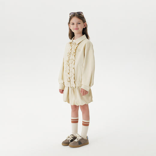 马克珍妮女童美式复古花边翻领外套2025年秋装新款551702 商品图2